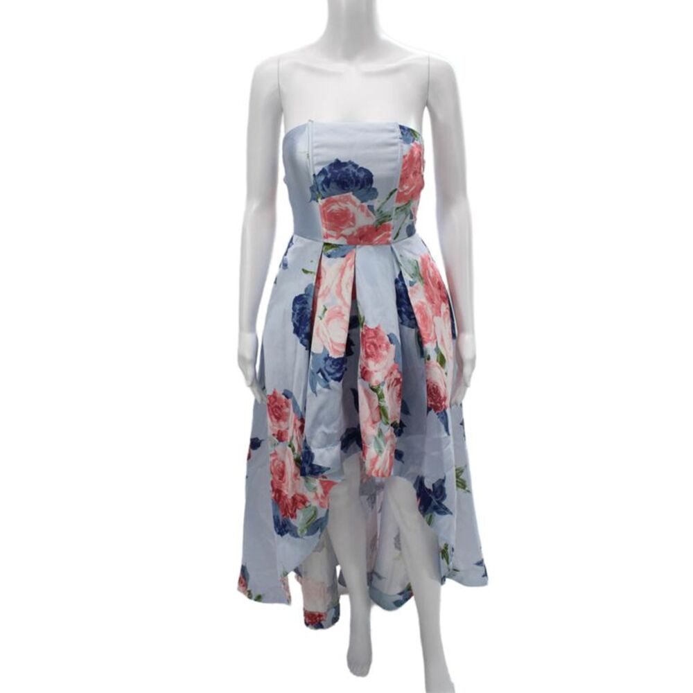 Speechless Womens Fit & Flare Sundress Light Blue Floral Zip Size 1
